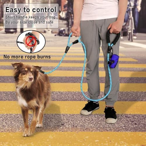 Plutus Pet Rope Dog Leash 6ft Long,Traffic Padded Two Handle,Heavy Duty,Reflective Double Handles Lead for Control Safety Training,Leashes for Large Dogs or Medium Dogs,Dual Handles Leads(Light Blue) - Image 4