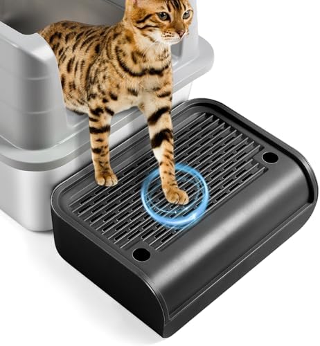 Cat Step for Litter Box, Litter Box Ramp with Filter Function, Black by Bartuke