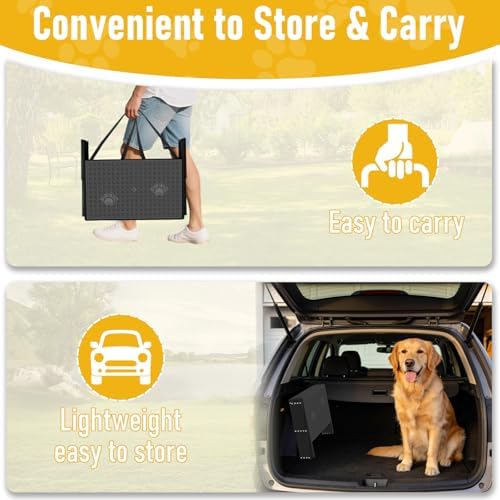Dog Steps for Car, 5 Steps Foldable Dog Stairs for Large Dogs with Upgraded Non-Slip Surface, Pet Ramp Alternative, Heavy-Duty Plastic Pet Stairs for Vehicles, SUV, Truck, Lightweight & Portable - Image 7