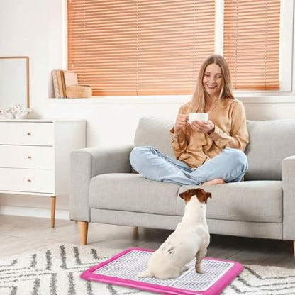 Mifoci Dog Pee Pad Holder Potty Tray Portable Dog Litter Box Toilet Training for Indoor Outdoor Small Medium Large Pet Puppy(Pink,25.59 x 18.9 Inches,1 Pcs) - Image 4