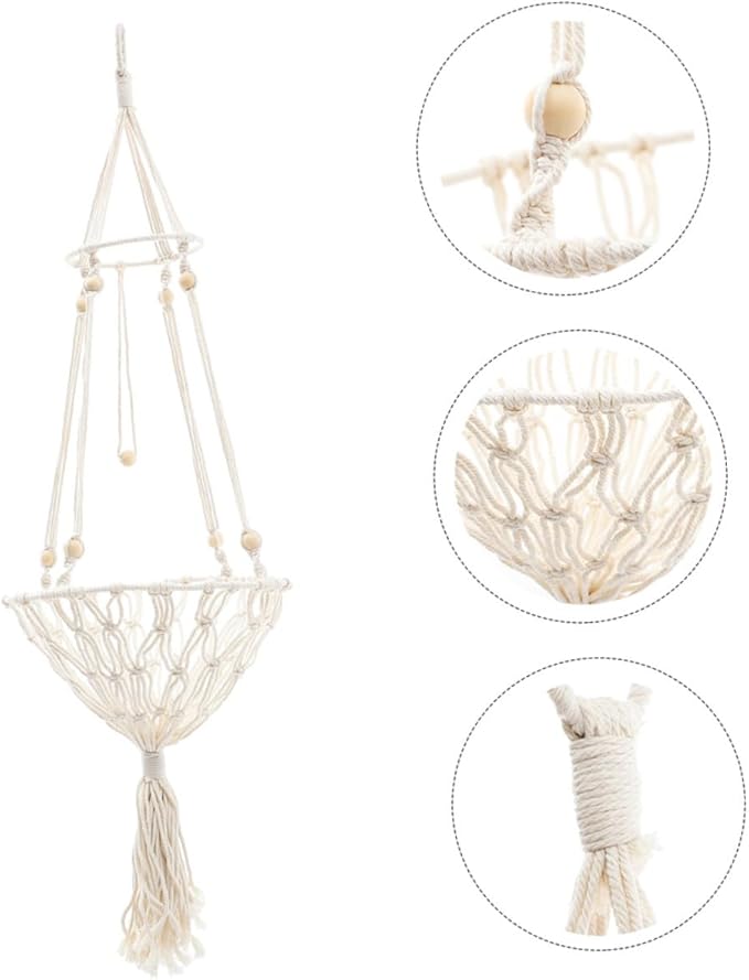 Hanging Cat Hammock Bed 40cm Wear-Resistant Bohemian Woven Pet Nest for Indoor Cats to 30 Lbs Decorative