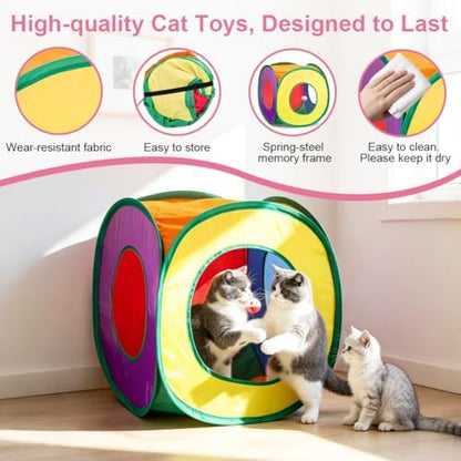 Retro Shaw 33Pcs Cat Toys Pack for Indoor Cats Kitten, with Cube Tunnel - Image 5