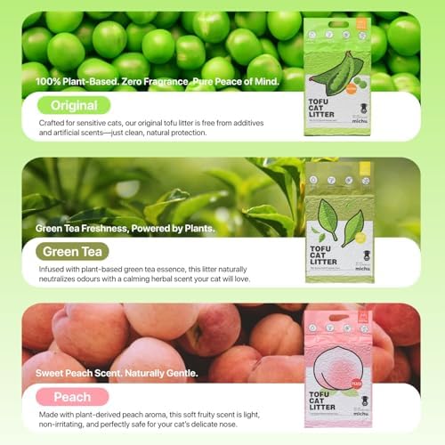 Michu Tofu Cat Litter Natural Clumping Tofu Cat Litter, Fast Clumping and Easily Scoop-able 5.5lb/88oz 5 Scents - Original + Greentea, 2 Pack - Image 3