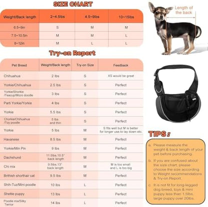 YUDODO Pet Sling Carrier for 2-5 lbs Small Dogs Cat Puppy Crossbody Carrier - Image 3