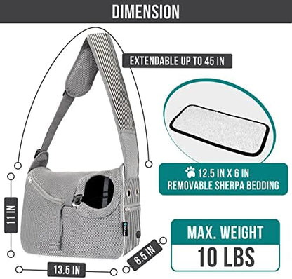 PetAmi Dog Sling Carrier Small Dogs, Hands Free Crossbody Carrier, Stripe - Image 2