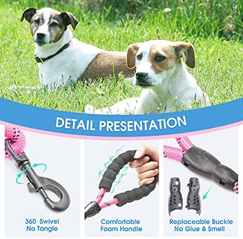 BAAPET 2/4/5/6 FT Dog Leash with Comfortable Padded Handle and Highly Reflective Threads for Small Medium and Large Dogs (5FT-1/2'', Pink) - Image 3