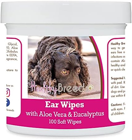 Healthy Breeds American Water Spaniel Ear Cleaning Wipes with Aloe & Eucalyptus for Dogs 100 Count by HealthyBreeds