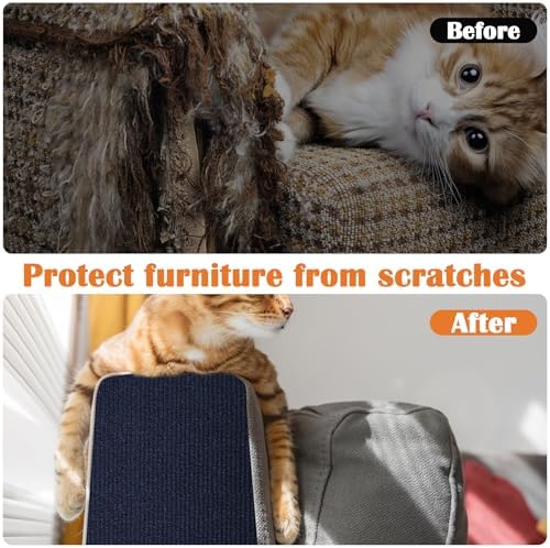 Cat Scratch Pads for Indoor Cats - 100" x 15.8" Trimmable Self-Adhesive Couch Corner Protectors for Cats, DIY Climbing Couch Protector for Scratch Post Cat Tree Shelves Wall (Dark Blue) - Image 4