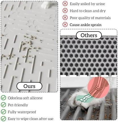 OHMO XL Cat Litter Mat, 37.5x25.2 Silicone Trapping Mat Ash Grey - Image 5