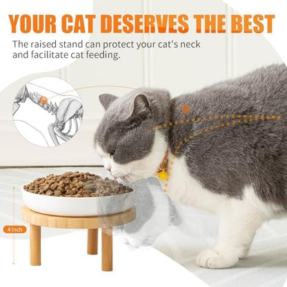 Lusifaco Shallow Wide Elevated Cat Bowls Whisker Fatigue (Blue,Set of 2) - Image 2