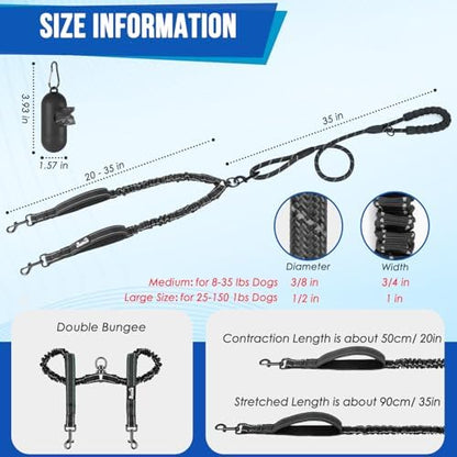 Lukovee Double Dog Leash, Reflective Heavy Duty Lead, No Tangle - Image 6
