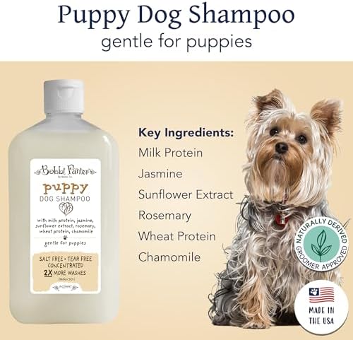 Bobbi Panter Puppy Dog Shampoo Milk Protein, Jasmine, Sunflower & Chamomile – Gentle Nourishing Formula for Puppies & Sensitive Skin, Tear-Free, 30:1 Concentrate, Made in USA, 14 oz - Image 2
