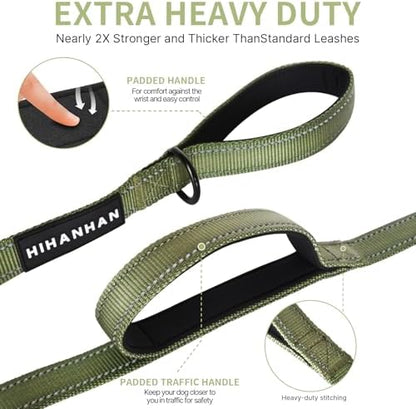 Reflective Dog Leash with Double Handle, Dog Leash 6 FT Long, Supports Medium, and Large Dogs, Heavy Duty for Walking, Running, and Training, Green - Image 3
