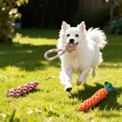 3PCS Natural Cotton Rope Toys for Small Dogs and Puppies, Dog Dental Care Chew Toys for Teething, Anxiety Relief, Helps Clean Teeth & Prevent Furniture Destruction(Corn cob Set) - Image 4