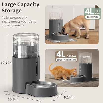 JUNSPOW Cat Water Dispenser with Placemat and Stainless Steel Bowl (4L) - Image 3