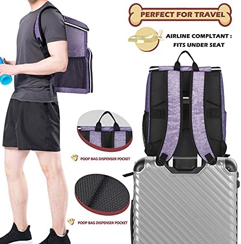 BAGLHER丨Dog Travel Bag Backpack, Airline Approved Pet Supplies Backpack, Dog Travel Bag with 2 Silicone Collapsible Bowls and 2 Food Baskets Purple - Image 5