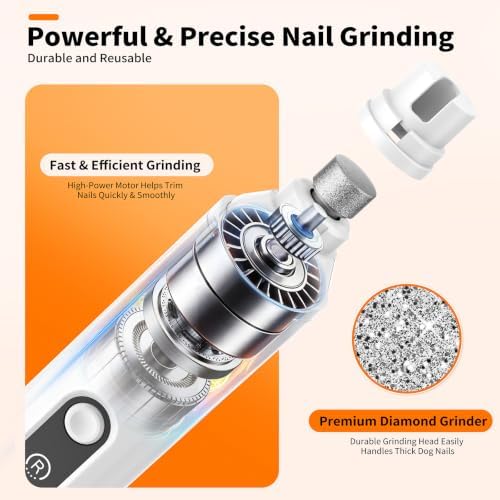 Whisper Quiet Dog Nail Grinder with Light Electric Cat Nail Trimmer - Image 5