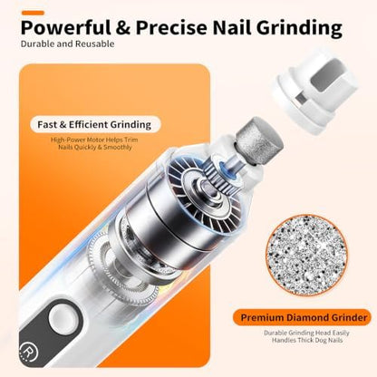 Whisper Quiet Dog Nail Grinder with Light Electric Cat Nail Trimmer - Image 5