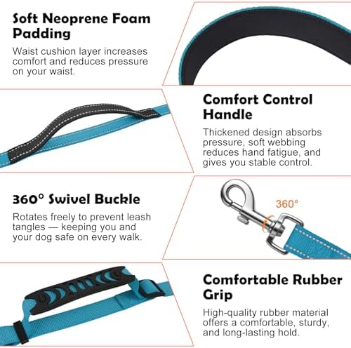 XiaZ Hands Free Dog Leash,Versatile Crossbody Dog Leash,5.9-7.9 FT Waist Belt with Double Handles for Small Medium and Large Dogs Walking, Running and Jogging, Blue - Image 2