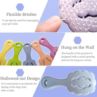 Cloud-Shaped Soft Bristle Small Dog Brush, Puppy Essentials (Blue) - Image 3