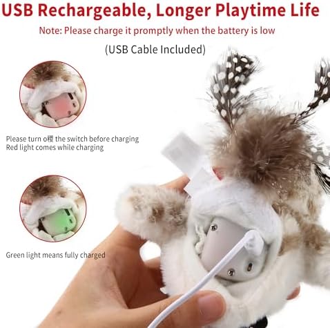 Gigwi Flappy Bird Cat Toy, USB-Charged Squeaky Catnip Toy for Indoor Cats - Image 6