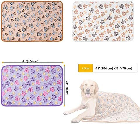 Dono 1 Pack 3 Dog Blankets, Soft Fluffy Fleece Pet Blanket Warm Sleep Mat Paw Print Design Puppy Kitten Throw Blankets Doggy Blanket for Dogs - Image 4