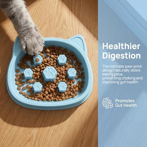Slow Feeder Dog Bowls, 2PCS Interactive Anti-Choking Dog Food Bowls, Puzzle Maze Food Bowl Slow Feeding Bloat Stop, Non-Slip Slow Eating Pet Bowl for Small Medium Large Dogs & Cats (Blue,Gray) - Image 3