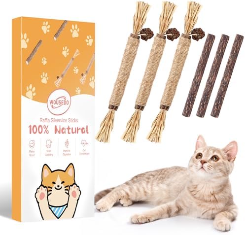 WOUSEDO 6 Pack Silvervine Sticks for Cat, Natural Catnip Toys by Unknown