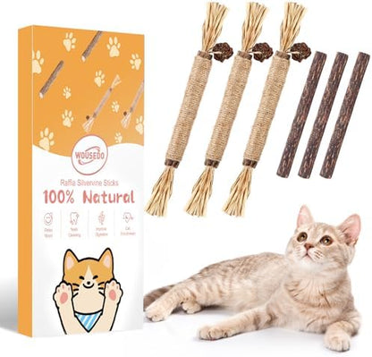 WOUSEDO 6 Pack Silvervine Sticks for Cat, Natural Catnip Toys by Unknown