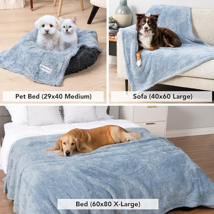 PetAmi Soft Plush Sherpa Dog Blanket for Pet Cat, Small 24x32, Dusty Blue - Image 5