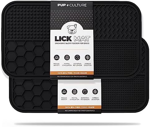 Pup Culture Dog Lick Mat for Dogs (2 Pack), Feeding Pad for Anxious Pets Plus 4 Different Puzzles for Mental Stimulation for Dogs - Supports Mental, Dental, and Digestive Health - Heavy Duty by PupCulture
