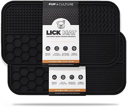 Pup Culture Dog Lick Mat for Dogs (2 Pack), Feeding Pad for Anxious Pets Plus 4 Different Puzzles for Mental Stimulation for Dogs - Supports Mental, Dental, and Digestive Health - Heavy Duty by PupCulture
