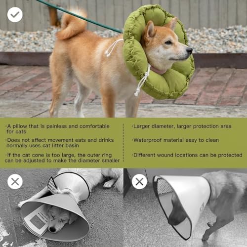 H HIDREAM Soft Dog Cones for Medium Dogs,Cute Adjustable Cone for Dogs to Stop Licking,Dog Recovery Collars & Cones that can Protect Head and Foot Wounds，Green Flower All-Season Style - Image 6