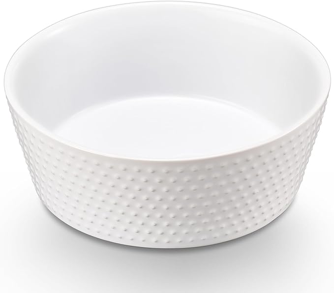 6.9" White Non-Slip Ceramic Dog Bowl, 33 Oz Heavy-Duty Dog Food/Water Dish, Pet Feeding Bowl for Small and Medium Dogs, Food Grade Porcelain Pet Feeder Bowl, Microwave and Dishwasher Safe