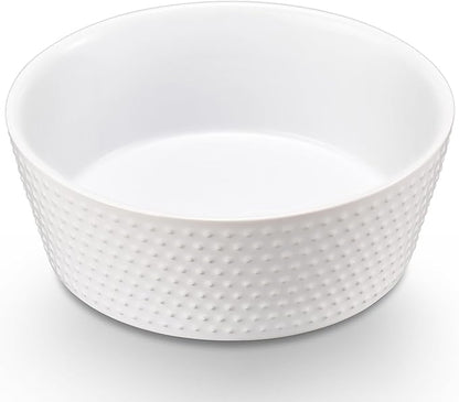 6.9" White Non-Slip Ceramic Dog Bowl, 33 Oz Heavy-Duty Dog Food/Water Dish, Pet Feeding Bowl for Small and Medium Dogs, Food Grade Porcelain Pet Feeder Bowl, Microwave and Dishwasher Safe