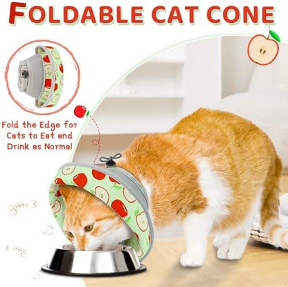 Cat Cone Collar Soft to Stop Licking, Adjustable, Foldable Lightweight Kitten Cones After Surgery Recovery for Cats & Kittens, Cat Cone Alternative, Easy Eating (AppleRed, S) - Image 3