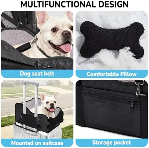 Center Console Dog Car Seat,Pet Puppy Middle Console Dog Car Seat for Small Dogs (Black, Large) - Image 6