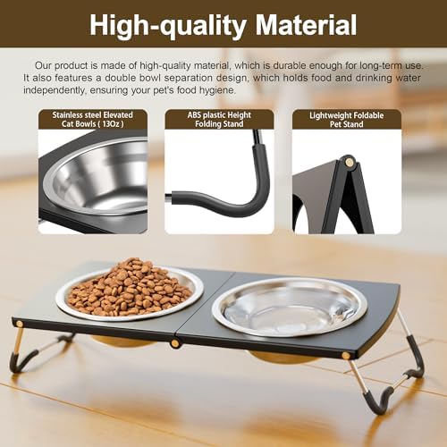 Elevated Cat Bowls with Foldable Stand and Feeder - Image 4