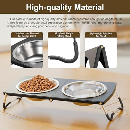 Elevated Cat Bowls with Foldable Stand and Feeder - Image 4