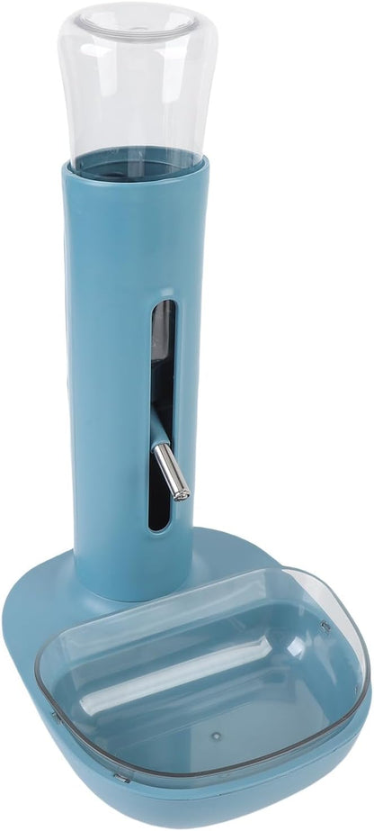 Pet Standing Water Dispenser Cat Dog Standing Bowl with Detachable Pole Automatically Feeding Water Height Adjustable for Cage, Crate (Blue)