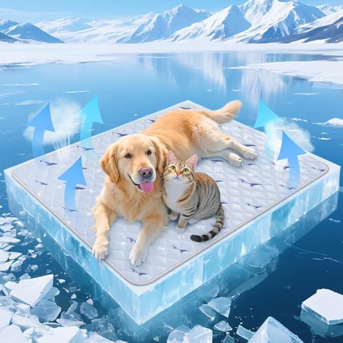 Cooling Mat for Dogs, Cooling Mat for Cats, Breathable Gel-Free, 39 x 58 In by Velvopet