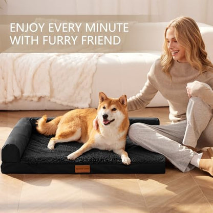 Patas Lague Orthopedic Large Dog Bed Washable Pet Sofa Bed 48''X30''Black - Image 2