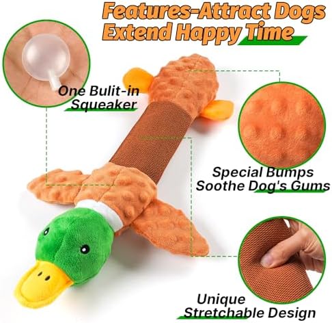 Sedioso Extra Large Dog Toy, Durable Dog Toy for Large Breed, 20 Inch Tug of War Dog Interactive Toy, Stuffed Animal Dog Chew Toy with Crinkle Paper for Small, Middle and Big Dogs(Duck) - Image 2