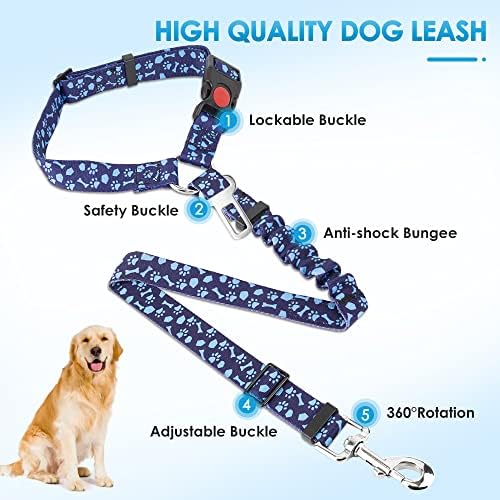 SlowTon Dog Seat Belt for Car, 2 Pack Dog Car Harness Seatbelt with Bungee - Image 5