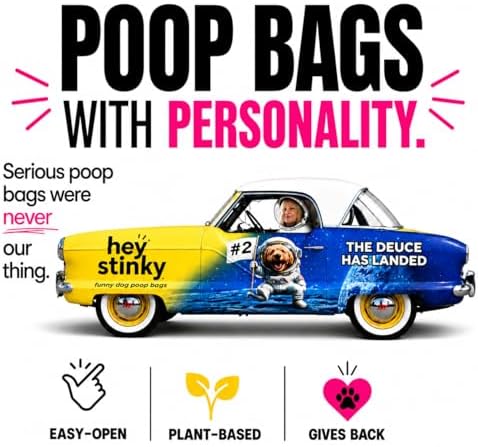 Dog Poop Bags 120 Count – Leakproof, Extra Thick & Easy Open | Unscented Plant-Based PLA + PBAT, Fits All Dispensers | Funny Hey Stinky Design – Proudly Supporting Service & Therapy Dogs - Image 2