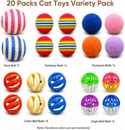 Cat Toys for Indoor Cats, 20 Packs Cat Toys Balls - Image 2