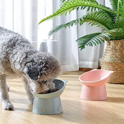 Tilted Elevated Cat Food Bowl - Cats Bowls Whisker Friendly Anti Vomiting Slanted Feeding Bowls Cute Shallow(Tall Cat Bowl-Pink) - Image 5