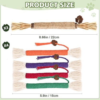 WOUSEDO 8 Pack Catnip Chew Toys for Cats, Cotton Sisal Rope Toys - Image 7
