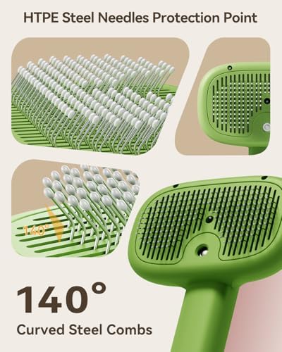 ROJECO 3-in-1 Pet Steam Brush,Spray Hair Removal Detangling Comb,Green - Image 6