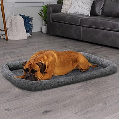 Furhaven Dog Bed for Large Dogs, 100% Washable, Sized to Fit Crates - Sherpa Fleece Bolster Crate Pad - Gray, Jumbo/XXL - Image 3
